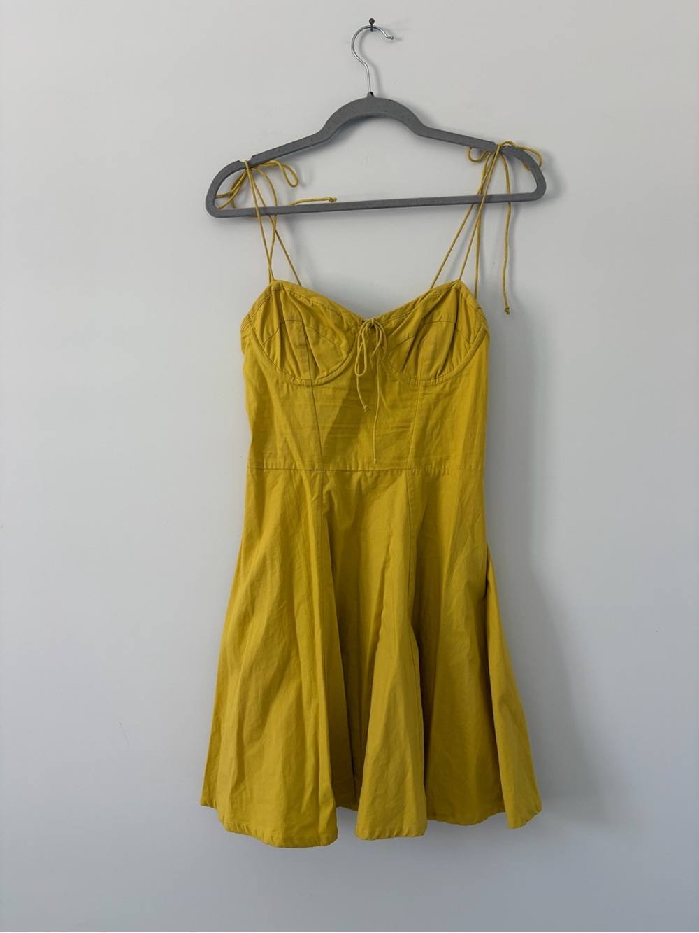 Cleobella Lennon Tie Strap Sleeveless Corset Cotton Mini Dress Golden Yellow S - Picture 3 of 10